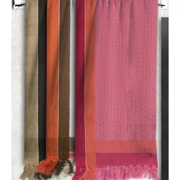 Athom Living 100% Premium Cotton Bath Towel Waffle Border Pack Of 3 - Multicolor-image-83