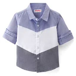 Babyhug Cotton Woven Full sleeves Shirt Oxford Cut & Sew Solid Color - White & Blue-picture-20