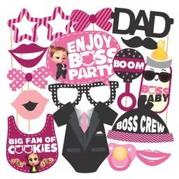 Wobbox Happy Birthday Props, Boss Baby Theme Decoration Items Pink -Pack Of 16-picture-11