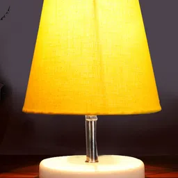 Devansh Yellow cotton Round Wood white Table Lamp-picture-23