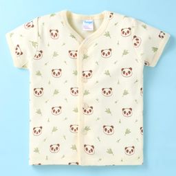 Tango Interlock Knit Half Sleeves Jhabla With Panda Print - Cream-picture-49