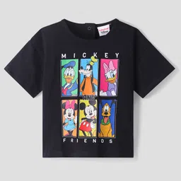 Babyhug Disney Single Jersey Knit Half Drop Shoulder Sleeves Oversized T-Shirt With Disney Classic Characters Graphics - Black-picture-31