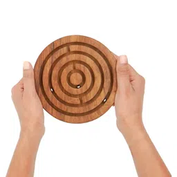 Mittimate Wooden Circlel Maze & Labyrinth Puzzle 4" Engaging Bhool Bhulaiyaa Game for Kids | Indoor Brain Teaser & Fun Learning Activity-image-54