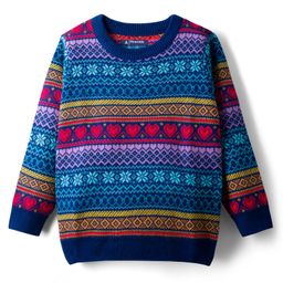 Pine Kids Knit Full Sleeves Pullover Sweater with Fair Isle Design - Blue-picture-6