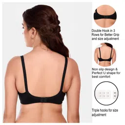 Elite Mom Pack Of 2 Solid Maternity Nursing Bra - Black & Beige image 3