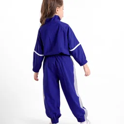 Ollington St. Taffeta Winter Wear Set of Color Blocked Full Sleeves Zipper Jacket & Joggers - Royal Blue image 2