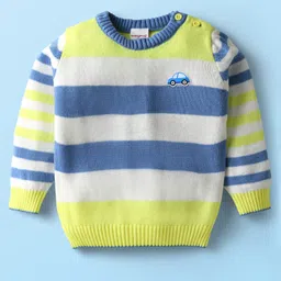 Babyhug Knit Full Sleeves Striped Pullover Sweater Set - Multi Colour image 2