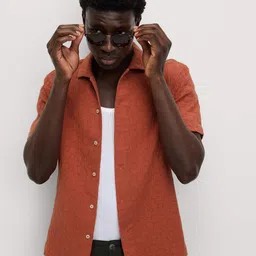 Marks & Spencer Textured Pure Cotton Spread Collar Shirt-picture-30