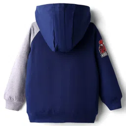 Babyhug Marvel Terry Knit Full Raglan Sleeves Hooded Sweatjacket With Spider Man Graphics - Multi Colour image 3