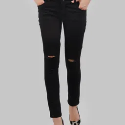 LINARIA Women Classic Tapered Fit Mildly Distressed Jeans-image-52