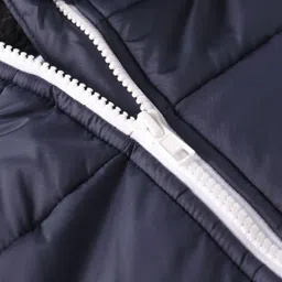 Pepito Woven Full Sleeves Hooded Padded Jacket With Cut & Sew Design - Navy Blue image 4