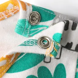 Babyhug 100% Cotton Interlock Knit Onesies With Animal Print - White image 4