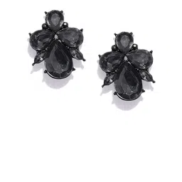 OOMPH Black & Handcrafted Cubic Zirconia Floral Studs image 1