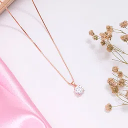 Zavya 925 Sterling Silver Rose Gold-Plated Pendant With Chain image 2