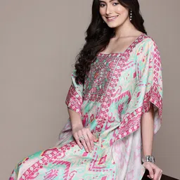 aarke Ritu Kumar Ethnic Motifs Printed Flared Sleeve Kaftan Midi Dress-picture-25
