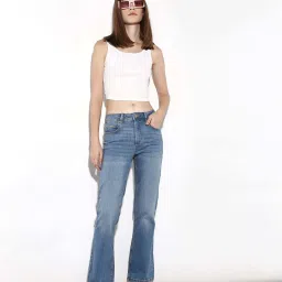 Only Blue High Rise Flora Flared Jeans image 4