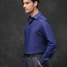 Rare Rabbit Navy Regular Fit Solid Shirt image 4