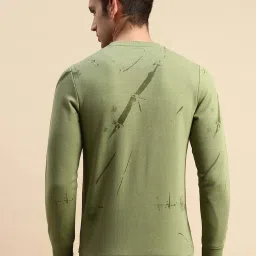 showoffff SHOWOFF Green Cotton Slim Fit Printed Sweatshirt image 4