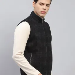 Monte Carlo Navy Blue Regular Fit Checks Jacket image 4