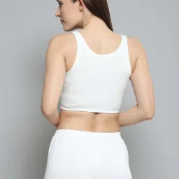 Monte Carlo Women's White Solid Round Neck Sleeveless Thermal Blouse image 4