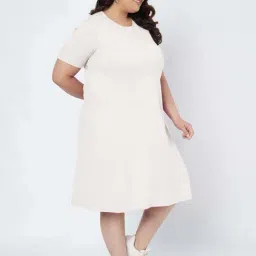 Brinns White Cotton Regular Fit Plus Size Dress image 3