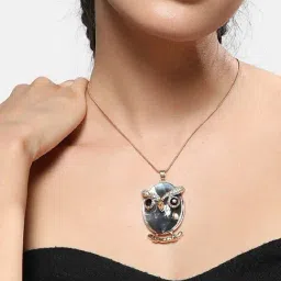 Sohi women's crystal owl pendant image 3