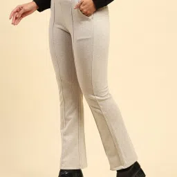 Global Republic Beige Solid Trousers image 4