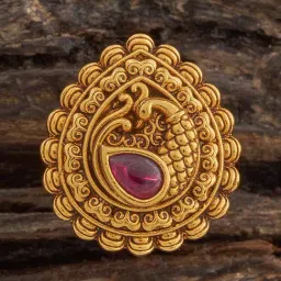 Kushal's Fashion Jewellery Ruby Gold Polished Antique Finger ring for Women-picture-28