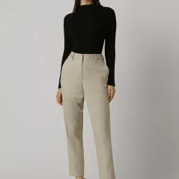 Van Heusen Beige Chequered Trousers image 4