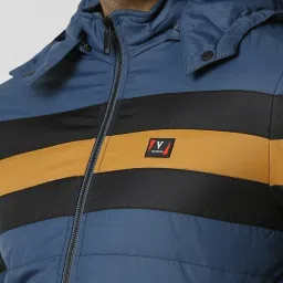 Van Heusen Blue Regular Fit Quilted Hooded Jacket image 4