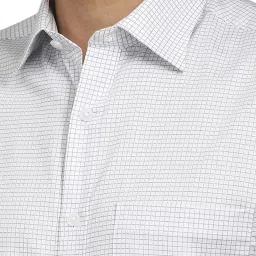 Louis Philippe White Cotton Regular Fit Checks Shirt image 4