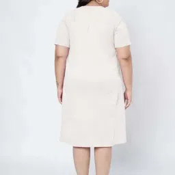 Brinns White Cotton Regular Fit Plus Size Dress image 2