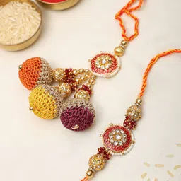 Exotic India Kundan Studded and Beaded Rakhi with Thread Work Latkan-picture-24