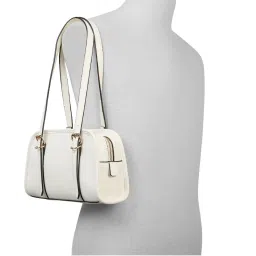 ALDO White Solid Medium Shoulder Handbag image 4
