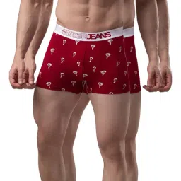 UnderJeans by Spykar Maroon Printed Trunks - Pack of 2-picture-37