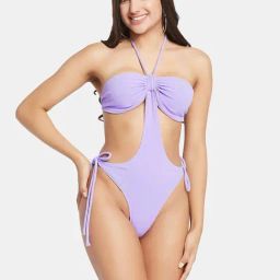 Secrets By ZeroKaata Purple Plain Swim Bodysuit-picture-41