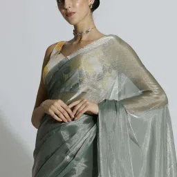 Jaipur Kurti Green Plain Sarees image 4