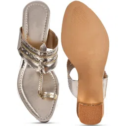The White Pole Women's Golden Toe Ring Sandals image 4