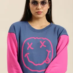 Difference of Opinion Blue & Pink Printed Sweatshirt-picture-24