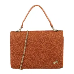 Metro Tan Floral Medium Satchel Handbag-image-13