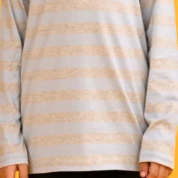Anthrilo Boys Sky Blue & Grey Striped T-Shirt image 4