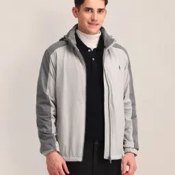 U.S. Polo Assn. Blue Regular Fit Colour Block Hooded Jacket image 4