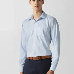 Van Heusen Blue Cotton Regular Fit Texture Shirt image 3