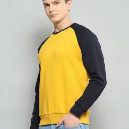 cloak & decker by monte carlo Cloak & Decker Mustard Regular Fit Colour Block Sweatshirt image 3