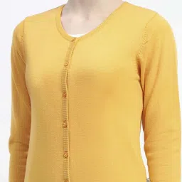 MADAME Mustard Plain Cardigan image 4