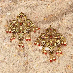 Voylla Arabian Nights Antique Oxidized Golden Brass Earrings-picture-18