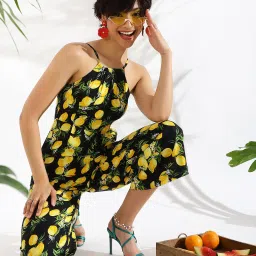 KASSUALLY Black & Yellow Printed Jumpsuit image 4