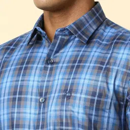 Allen Solly Blue Cotton Slim Fit Checks Shirt image 4
