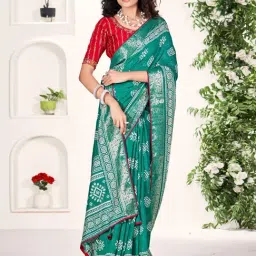 Saree Mall Blue Printed Sarees With Unstitched Blouse-picture-33