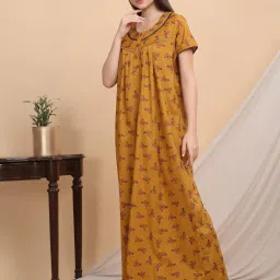 Sweet Dreams Yellow Cotton Regular Fit Night Dress image 4